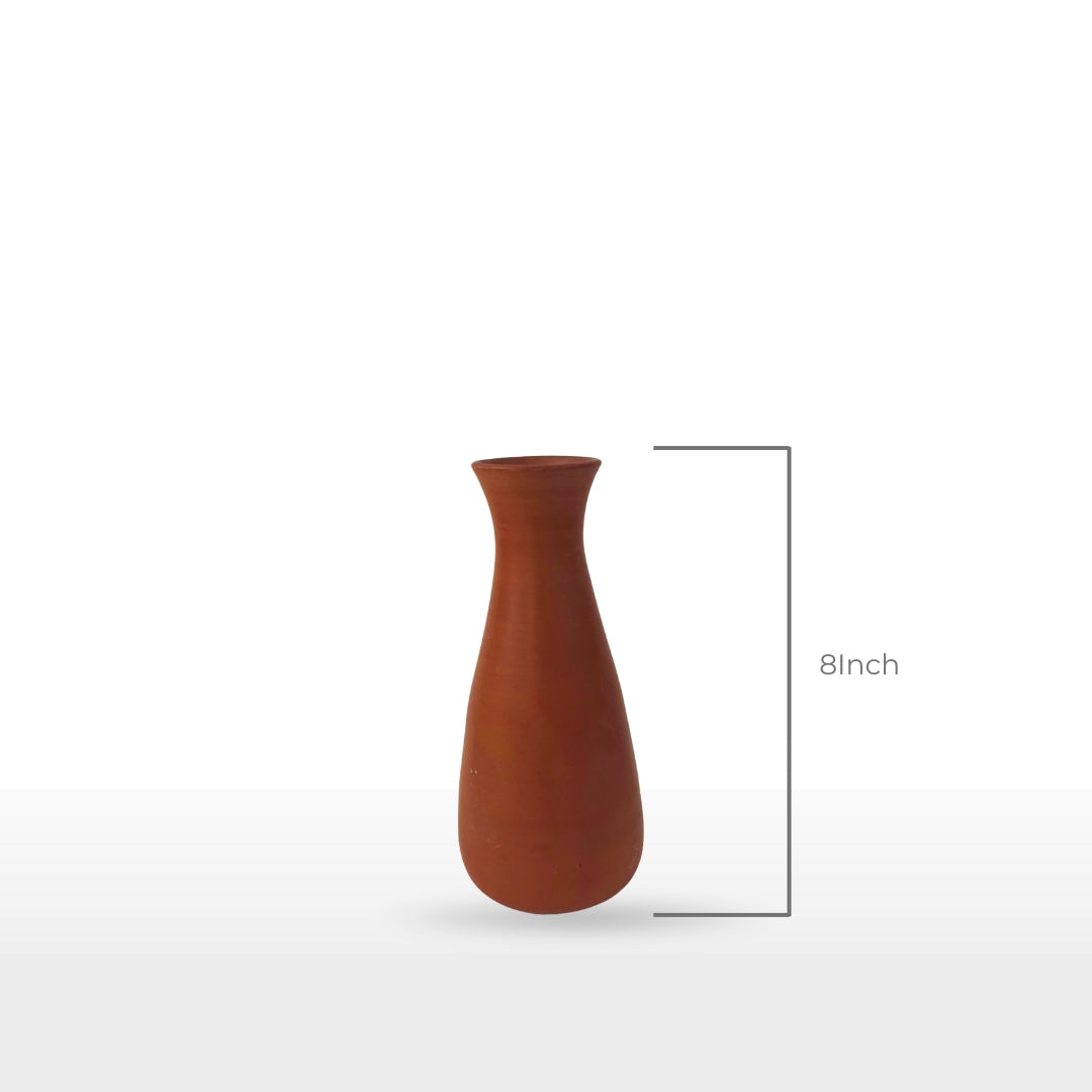 Handcrafted Elegant Tall Clay Pot | 8 Inch