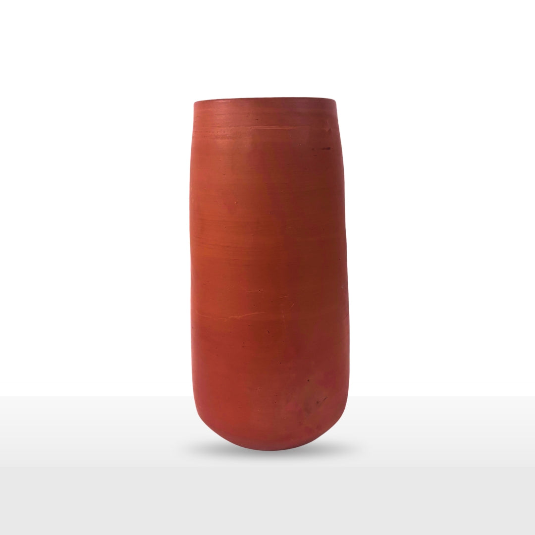 Handcrafted Cylindrical Clay Pot | 11 Inch