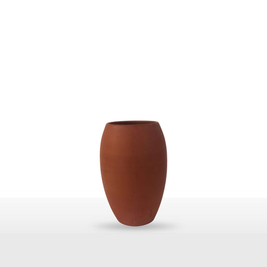 Handcrafted Barrel Shape Clay Pot | 8 Inch