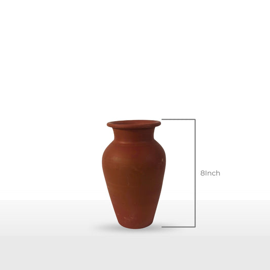Handcrafted Ghat Shape Clay Pot | 8 Inch