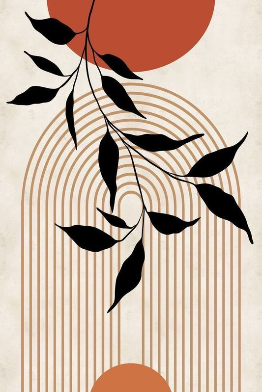 Boho Geometric Leaf Wall Art - Set of 3