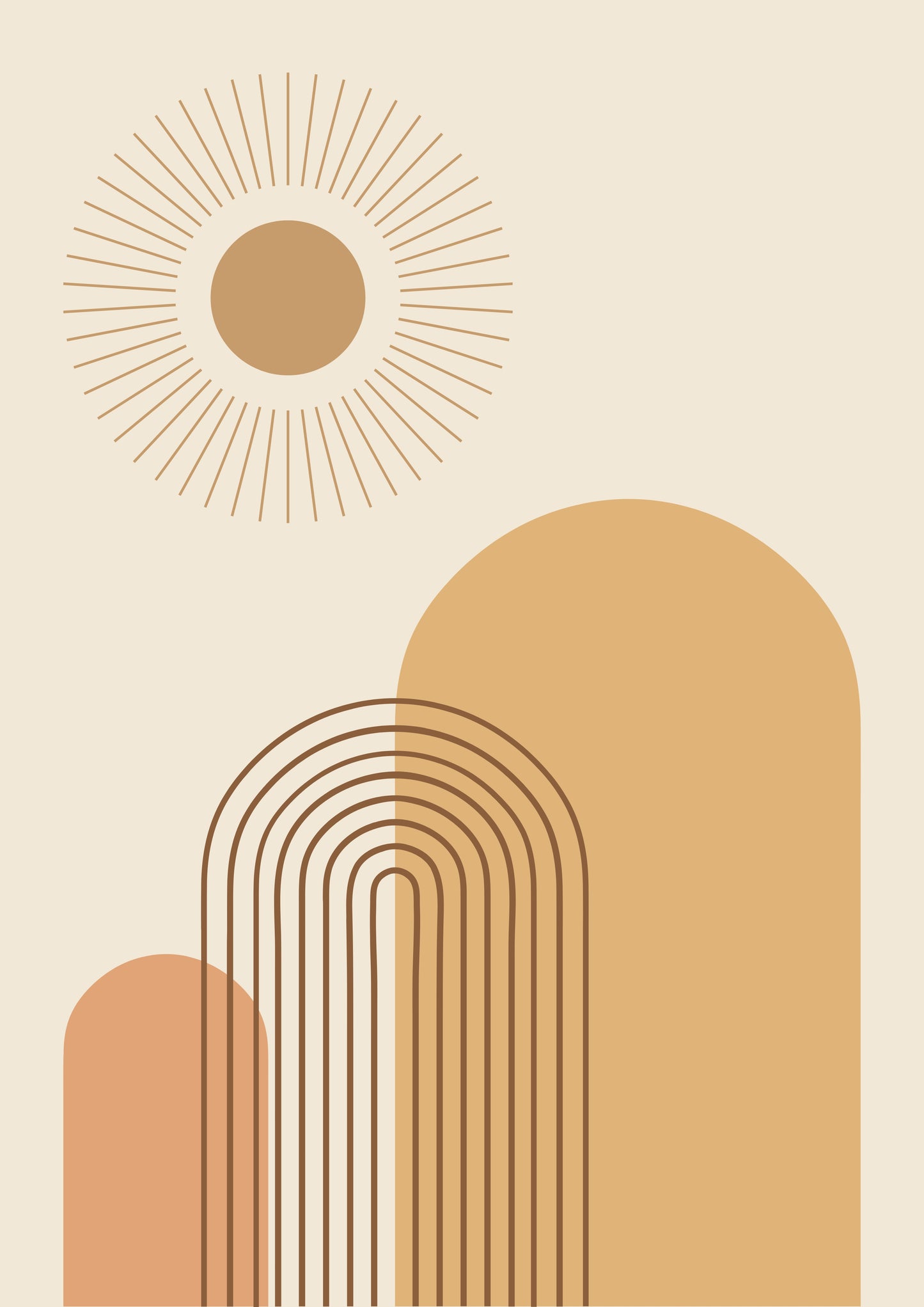 Retro Sunburst Boho Wall Art Set