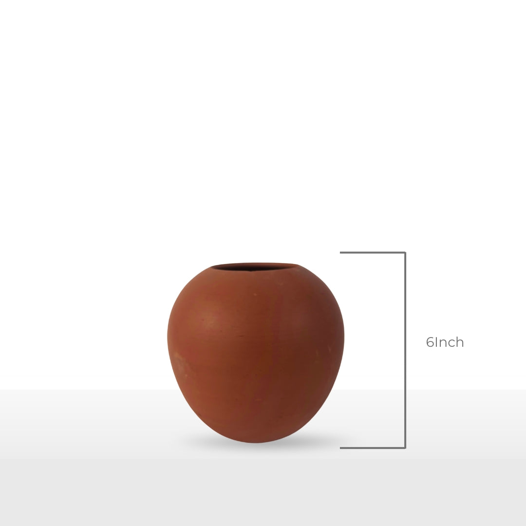 Handcrafted Elegant Curved Clay Pot | 8 Inch