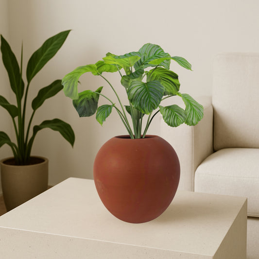 Handcrafted Elegant Curved Clay Pot | 8 Inch