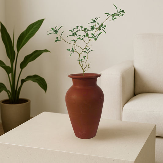 Handcrafted Ghat Shape Clay Pot | 8 Inch