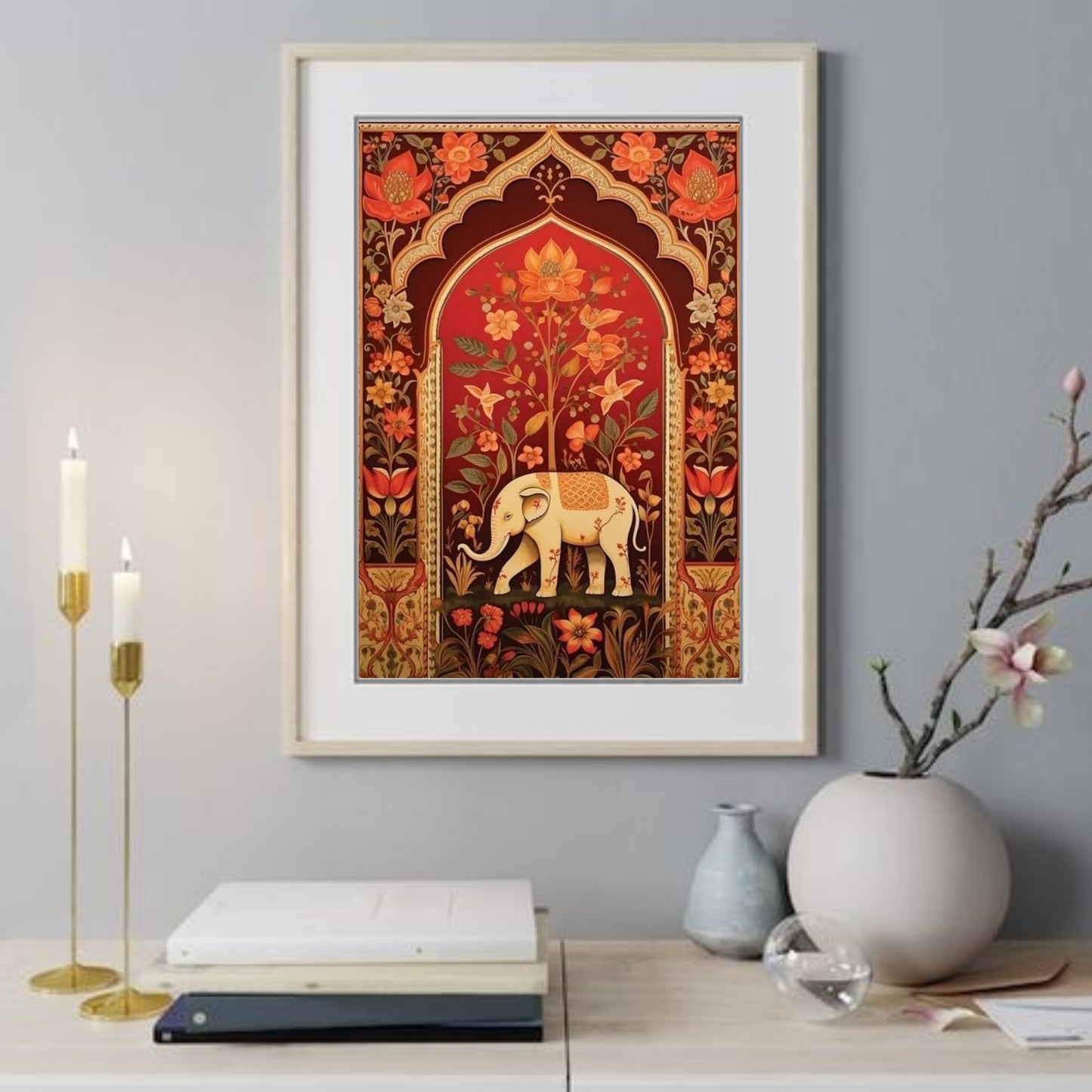 Elephant in Bloom Archway Art Print