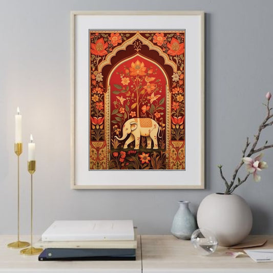 Elephant in Bloom Archway Art Print
