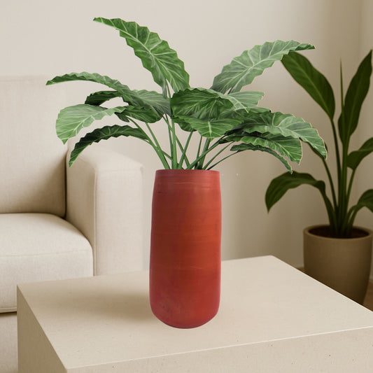 Handcrafted Cylindrical Clay Pot | 11 Inch