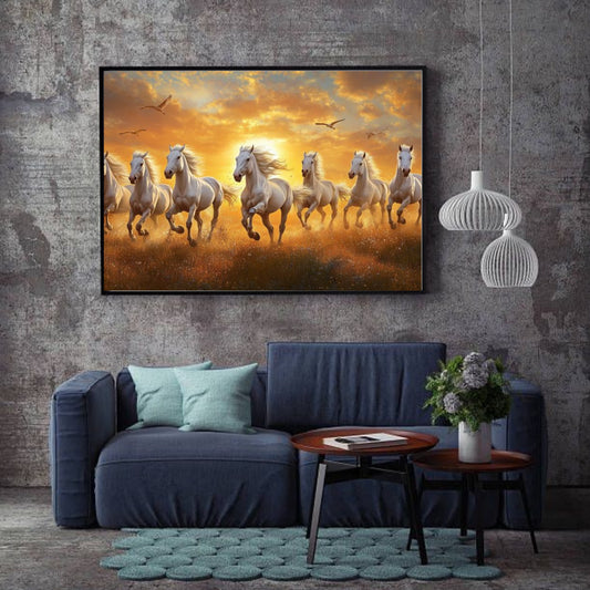 Dawn of Freedom – White Horses at Sunrise