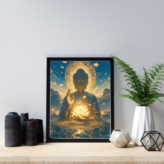 Divine Glow – Buddha with Lotus Art Print