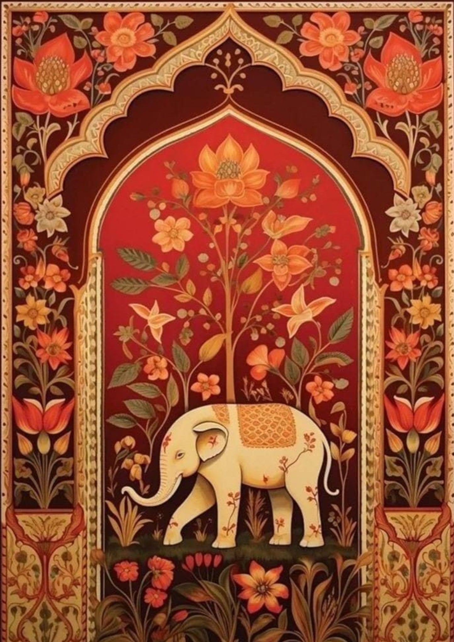 Elephant in Bloom Archway Art Print