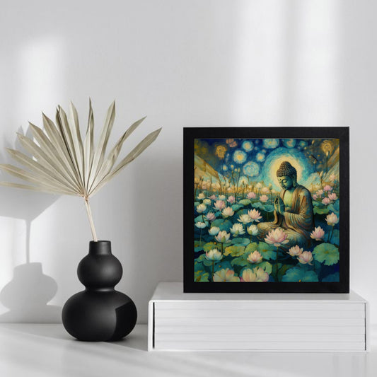 Celestial Bloom – Buddha Under Starry Skies