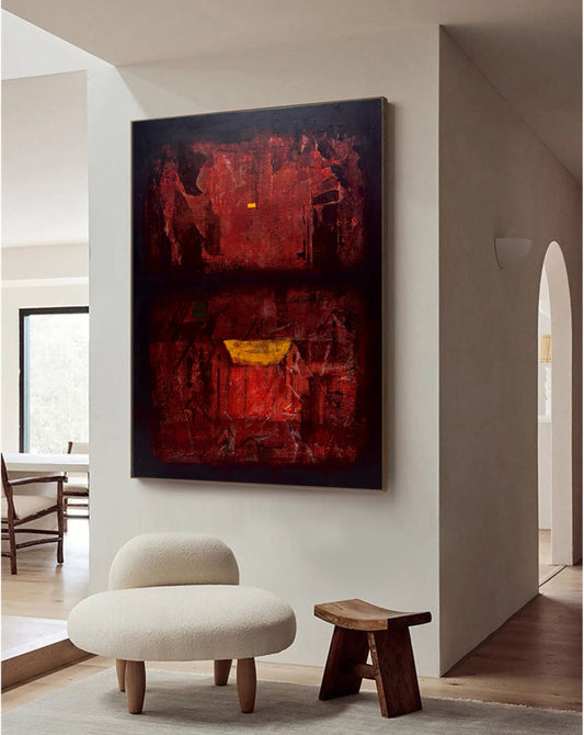 Crimson Echoes – Hand-Painted Abstract Expression