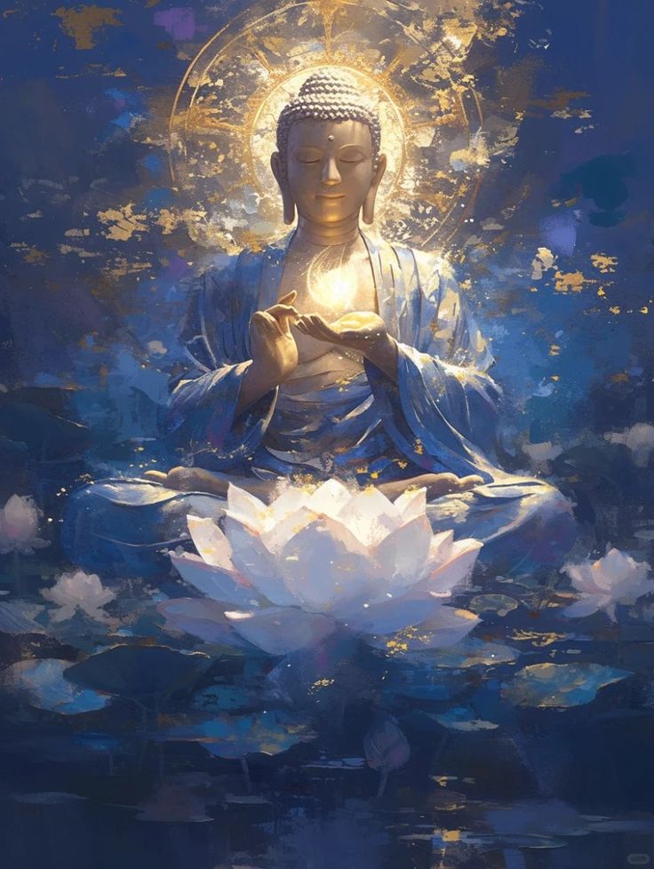Illuminated Buddha – Holding Light with Floating Lotus