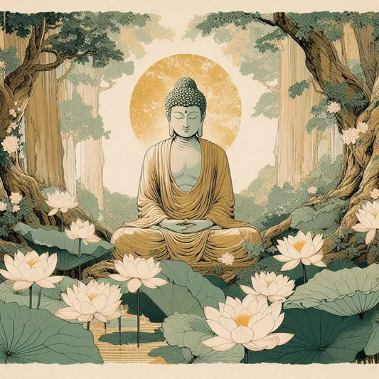 Buddha in Lotus Forest – Nature’s Stillness