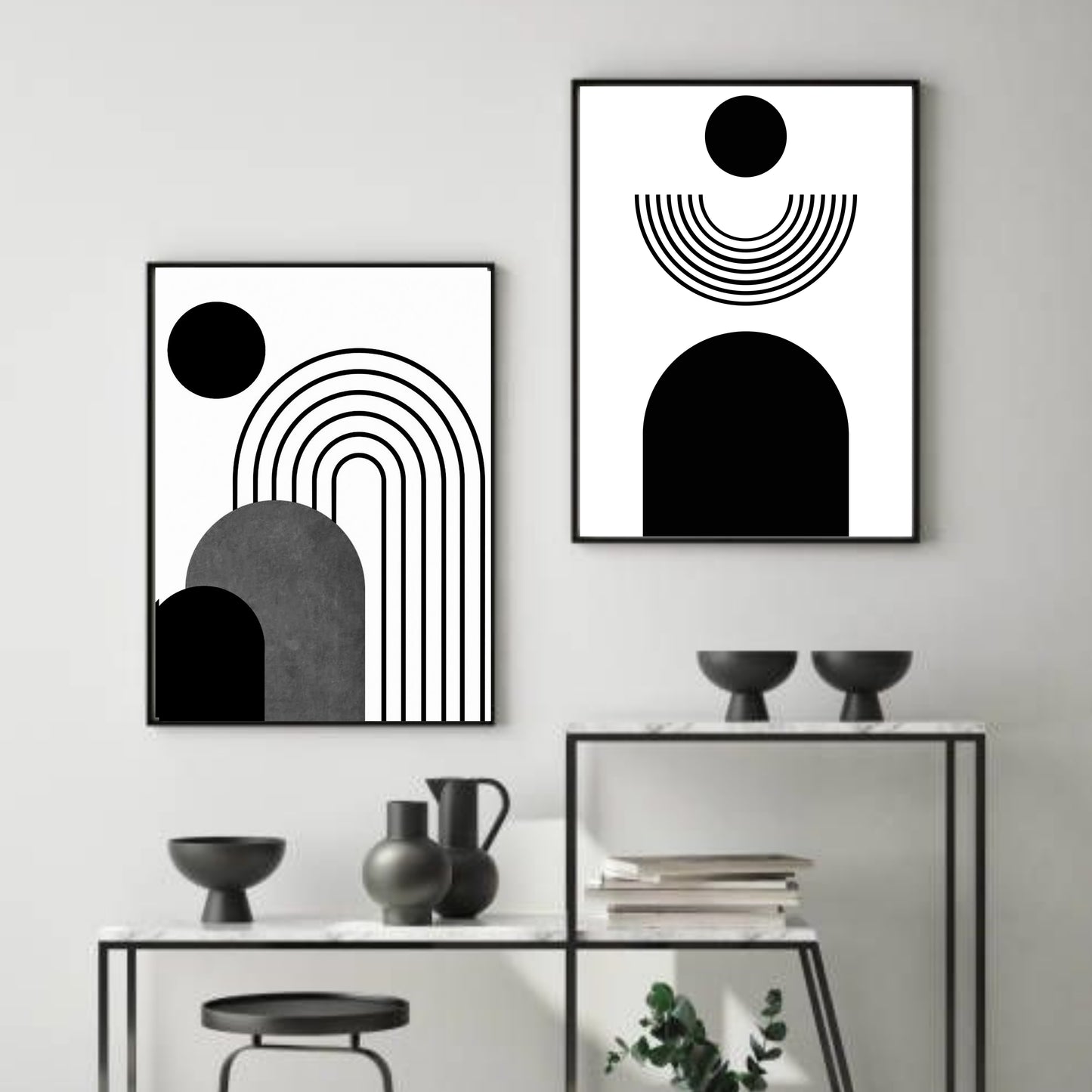 Modern Monochrome Geometry – Set of 2