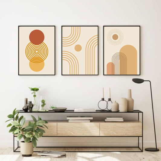 Retro Sunburst Boho Wall Art Set